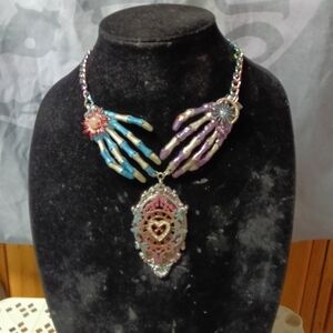 Colorful Skeleton Hand Necklace